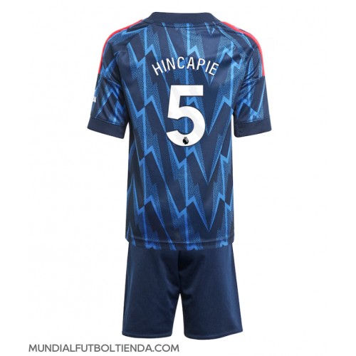Camiseta Arsenal Piero Hincapie #5 Segunda Equipación Replica 2025-26 para niños mangas cortas (+ Pantalones cortos)